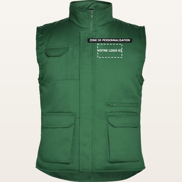 Bodywarmer Almanzor avec zone de personnalisation pour votre logo, impression DTF ou broderie - JOVA France Castres Tarn Occitanie