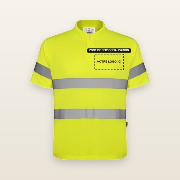 Polo bicolore hauté visibilité Atento avec zone de personnalisation pour votre logo, impression DTF ou broderie - JOVA France Castres Tarn Occitanie