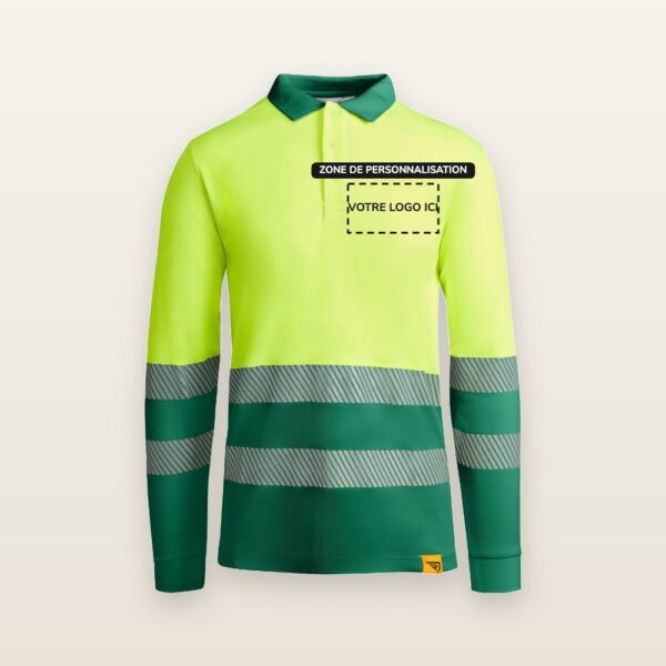 Polo haute visibilité Signal avec zone de personnalisation pour votre logo, impression DTF ou broderie - JOVA France Castres Tarn Occitanie