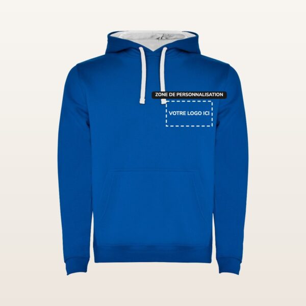 Sweat à capuche Urban bicolore avec zone de personnalisation pour votre logo, impression DTF ou broderie - JOVA France Castres Tarn Occitanie