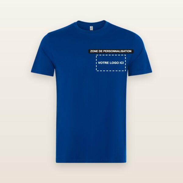 T-shirt de travail Kutta bleu royal 180 g/m² avec zone de personnalisation côté cœur pour votre logo, impression DTF ou broderie - JOVA France Castres Tarn Occitanie