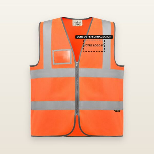 Veste haute visibilité Lumior avec zone de personnalisation pour votre logo, impression DTF ou broderie - JOVA France Castres Tarn Occitanie