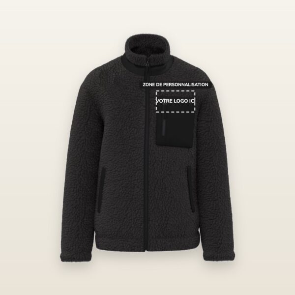 Veste Sherpa avec zone de personnalisation pour votre logo, impression DTF ou broderie - JOVA France Castres Tarn Occitanie